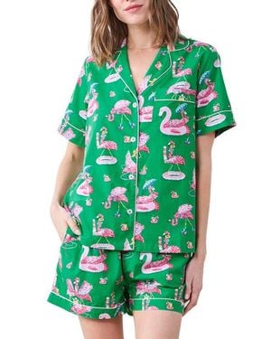 Printfresh Cotton Poplin Short Pajamas - Green
