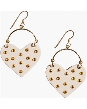 Nickel & Suede Studded Harlow Earrings - Metallic