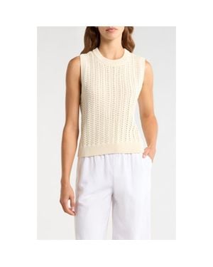 Marine Layer Mina Cotton Pointelle Sweater Tank - White