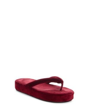 Balenciaga Jet Lag Velvet Platform Flip Flop - Red