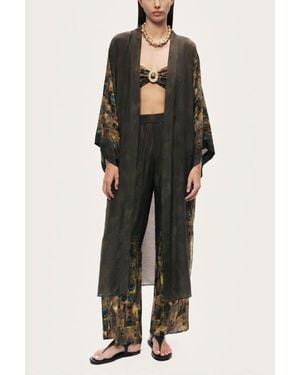 Nocturne Printed Long Robe - Black