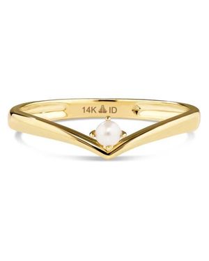 DEVATA Freshwater Pearl Chevron Ring - Metallic