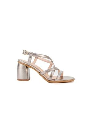 Menina Step Cloe Leather Heeled Sandal - Metallic