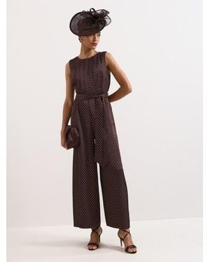 Phase Eight Janine Spot Jumpsuit - Brown