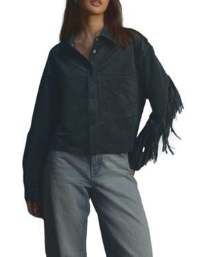 Next Faux Suede Fringe Western Jacket - Black