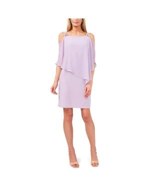 Chaus Cold Shoulder Overlay Dress - Purple