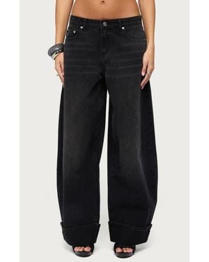 Edikted Kella Low Rise Baggy Jeans - Black