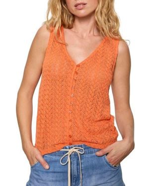 Sanctuary No Rush Front Button Sweater Vest - Orange