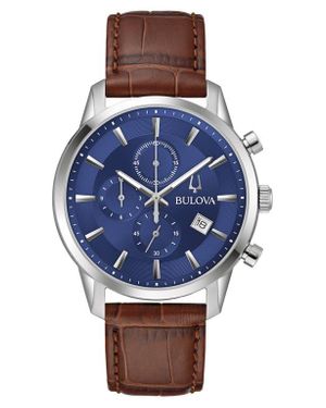 Bulova Sutton Leather Strap Chronograph Watch, 41Mm - Blue