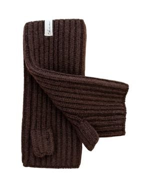 TBCo Cashmere & Merino Ribbed Wrist Warmers - Brown
