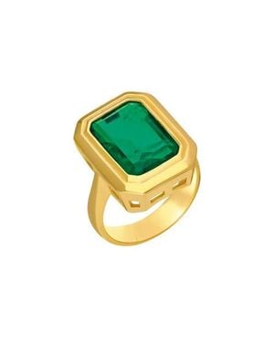 Gemma Azzurro Emerald Cocktail Ring - Metallic