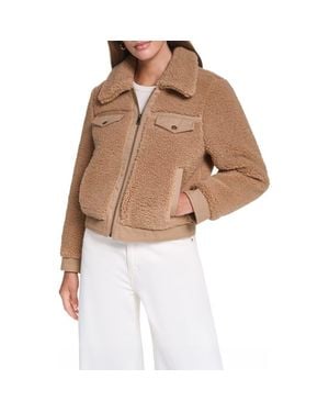 Levi's Fleece & Denim Bomber Jacket - Brown