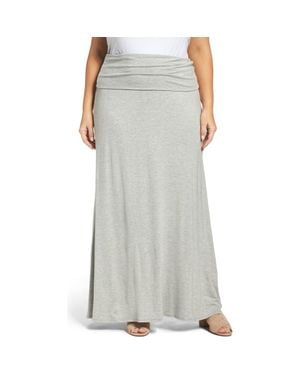 Loveappella Fold Over Maxi Skirt - Gray