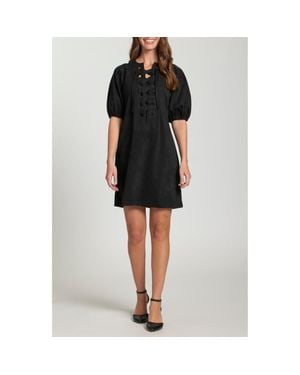 Apny Puff Sleeve Minidress - Black