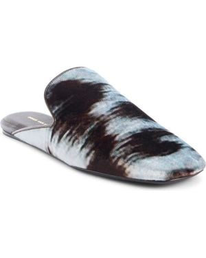 Dries Van Noten Square Toe Velvet Mule - Blue