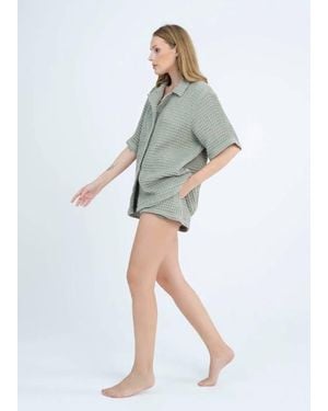 ANAYA Cozy Turkish Cotton Waffle Pj Set - Green