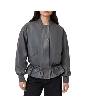 AllSaints Sofi Leather Bomber Jacket - Gray