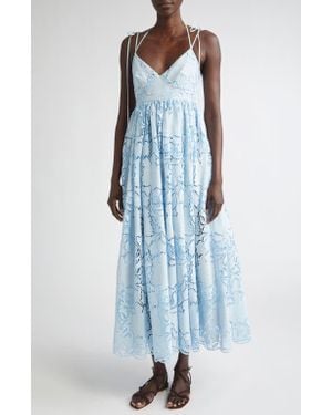 Erdem Cutwork Embroidered Dress - Blue