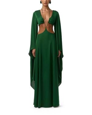 Naked Wardrobe Cutout Satin Maxi Dress - Green