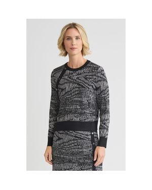 Misook Abstract Animal Print Soft Knit Sweater - Gray