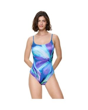 Gottex Floral Rhythm Round Neck One Piece - Blue