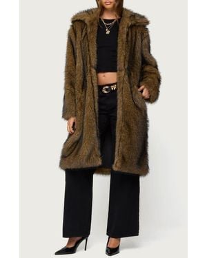Edikted Saphira Oversize Faux Fur Coat - Black