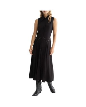 Scotch & Soda Stud Accent Sleeveless Midi Shirtdress - Black