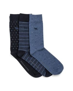 Rodd & Gunn Assorted 3-Pack Stripe & Neat Cotton Blend Dress Socks - Blue