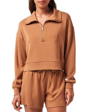 Travis Mathew Skyloft Half Zip Top - Brown