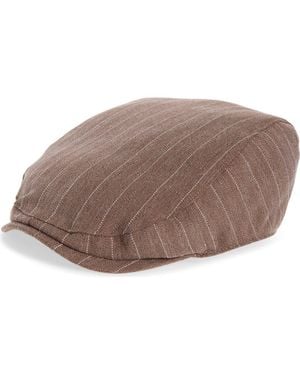 Open Edit Pinstripe Driving Cap - Brown