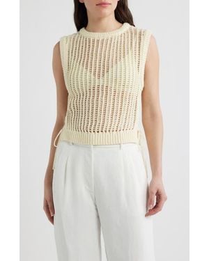 DELUC Lipari Cinched Open Stitch Sweater Vest - White
