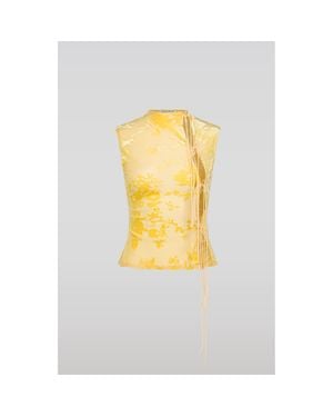 Saemdi Flocked Floral Velvet Top - Metallic