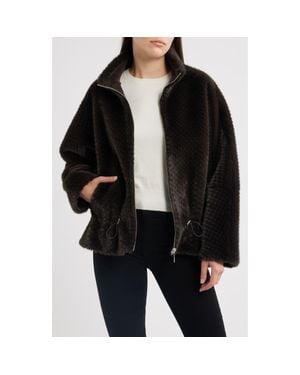 Sam Edelman Reversible Peplum Faux Fur Jacket - Black