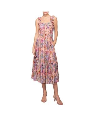 MELLODAY Floral Ruched Tiered Dress