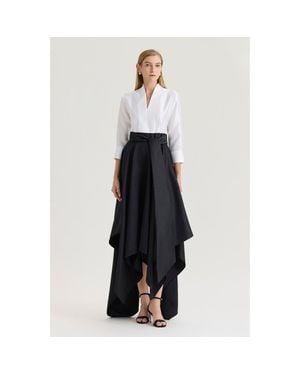 Ming Wang Family Savvy Fit-N-Flare Tie-Waist Woven Maxi Dress - White