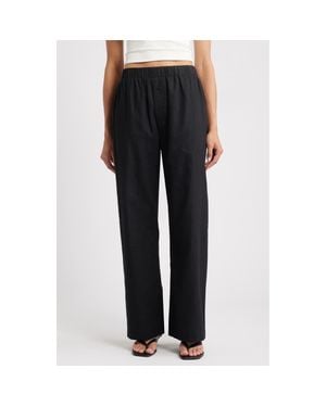 ARTLESS FOREVER Pull-On Linen & Cotton Wide Leg Pants - Black