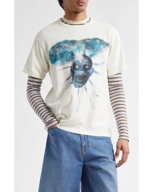 ERL Gender Inclusive Skull Graphic T-Shirt - Blue