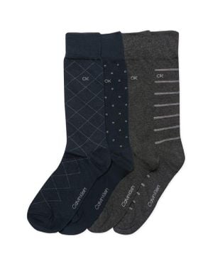 Calvin Klein Assorted 4-Pack Cotton Blend Crew Socks - Blue