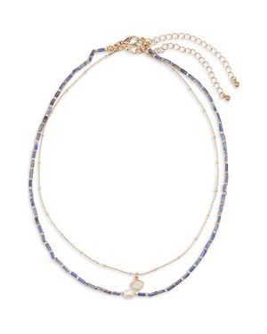 BP. Pearly Bead Layered Necklace - Metallic