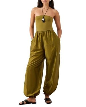 Mint Velvet Bandeau Balloon Jumpsuit - Green