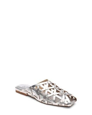 Ash Bone Studded Cutout Slide Sandal - White