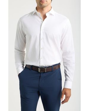 Johnnie-o Stretch Twill Solid Long Sleeve Button Up Shirt - White