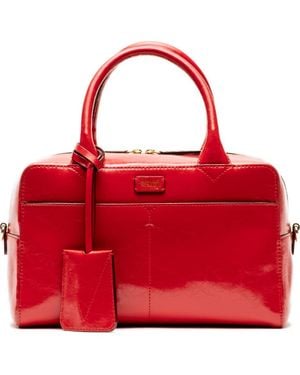 Frances Valentine Bunny Crinkle Leather Satchel - Red