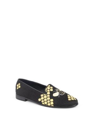 PAIGE Honeycomb Bee Needlepoint Loafer - Black