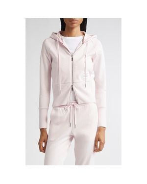 Thom Browne 4-Bar Colorblock French Terry Zip Hoodie - White