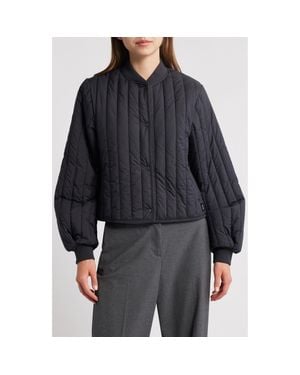 Rains Banja Water Resistant Channel Quilted Bomber Jacket - Black