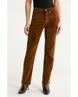 Madewell Longline Straight Leg Velvet Pants - Brown
