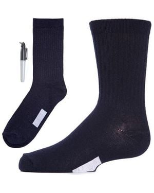 Memoi Write On Camp Kids Crew Sock 3-Pack - Blue