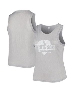 Soft As A Grape Chicago Sox Plus Size High Neck Tri-Blend Tank Top - Gray
