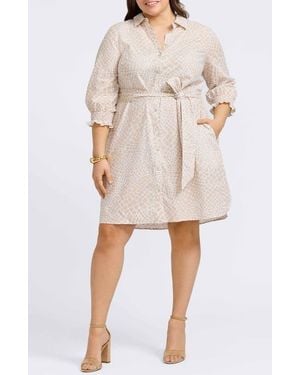 Foxcroft Abby Belted Linen Blend Shirtdress - Natural